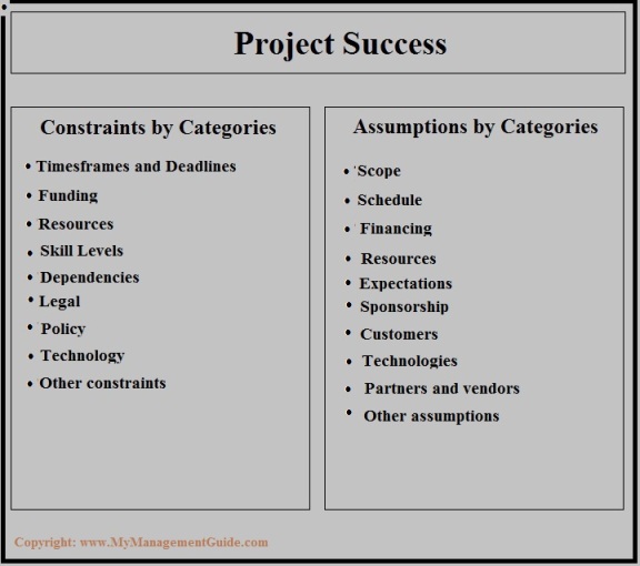 project constraints and project assumptions