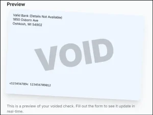 voided check sample form