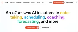 Avoma AI Platform for Note-taking, Scheduling & Coaching